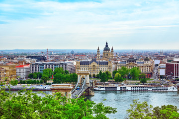 Fototapeta premium Panorama View on Budapest city from Fisherman Bastion. Hungary.