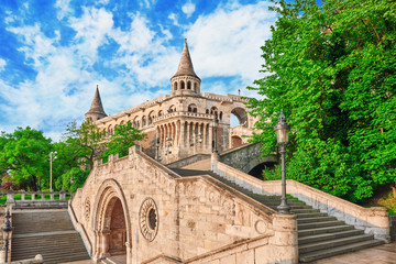 View on the Old Fishermen Bastion in Budapest at morning time.