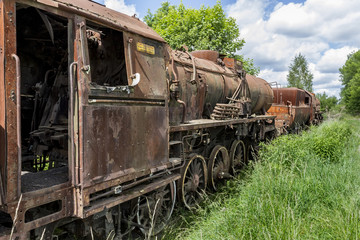 Fototapeta na wymiar Old train on a railway siding