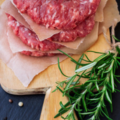 Fresh raw burger cutlets