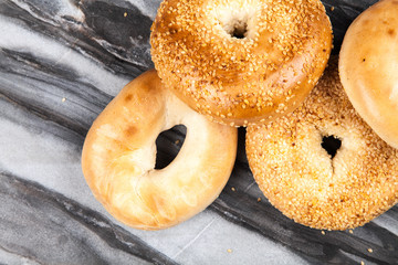 Bagels on gray background