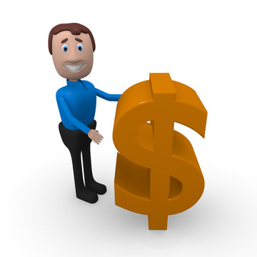 Cartoon business man with a dollar ican