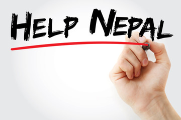 Hand writing Help Nepal with marker, business concept
