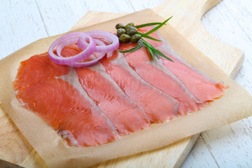 Sliced salmon