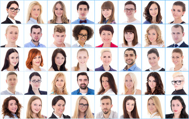 diversity concept - collage with many business people portraits