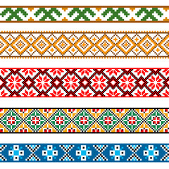 vector illustration set of ribbons with folk pattern Slavic