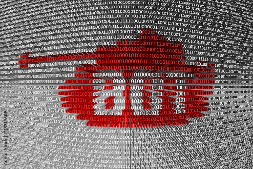Poster bot tank binary code 3d illustration
