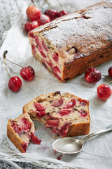 cherry pie sprinkled with sugar powder