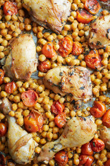 grilled chicken legs with turkish peas