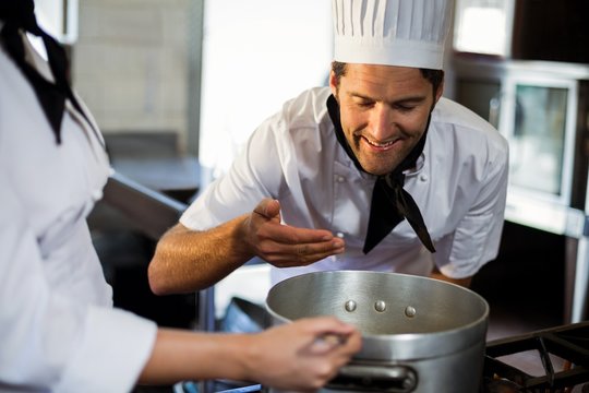 Head Chef Smelling The Food