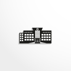 Modern hospital building. Vector illustration in two colors.