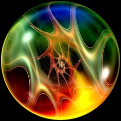 Glossy button with colorful embellishment