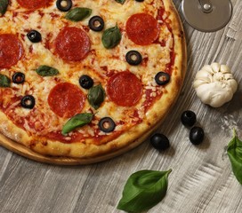 Overhead view of Homemade Pizza