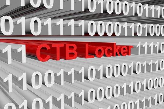 CTB Locker in the form of binary code, 3D illustration