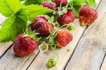 ripe strawberries on a table