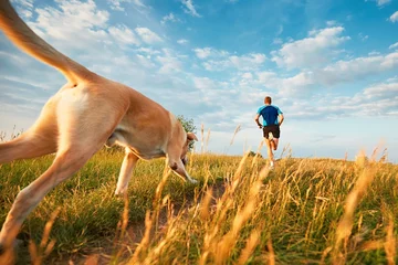Papier Peint photo autocollant Jogging Mode de vie sportif avec chien.