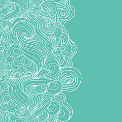 Vector illustration.Doodle of hair waves.Greeting card with filigree ornament