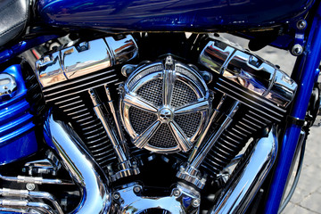 Chrome coated V-Twin engine 