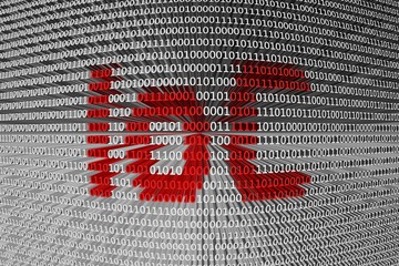 IoC in the form of binary code, 3D illustration