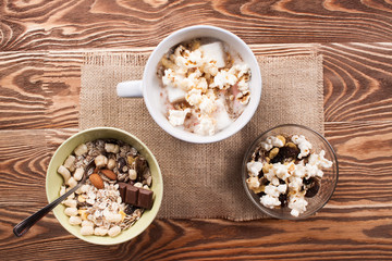 Quick breakfast. Flakes in a bowl.
