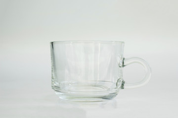 glass cup on white background