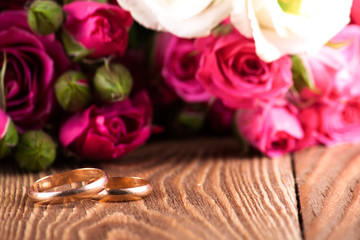 Wedding rings on the boards