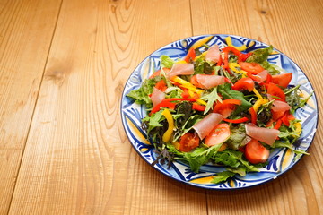 Fresh vegetable salad with home made vegetables