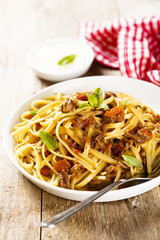Pasta with meat stew