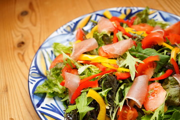 Fresh vegetable salad with home made vegetables