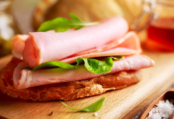 Ham Sandwich close up.