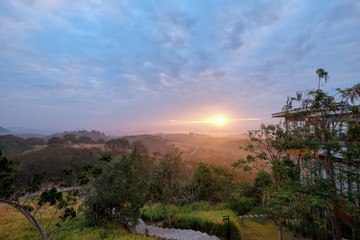 Sunrise on the horizon in Khao Yai, Thailand