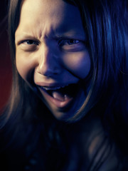 Portrait of a psycho teen girl.