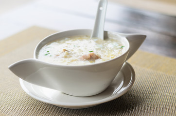 rice congee mixed with mea