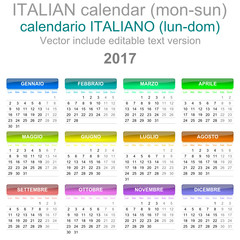 2017 Calendar Italian Language Version Monday to Sunday