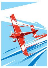 Vector sport plane in fly. - obrazy, fototapety, plakaty