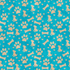 Teal and Beige Doggy Tile Pattern Repeat Background