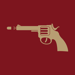 The gun icon. Pistol and handgun, weapon, revolver, shot symbol. Flat