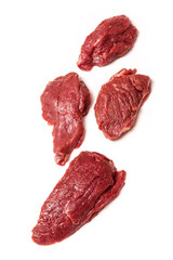 Kangaroo meat isolated on a white studio background.