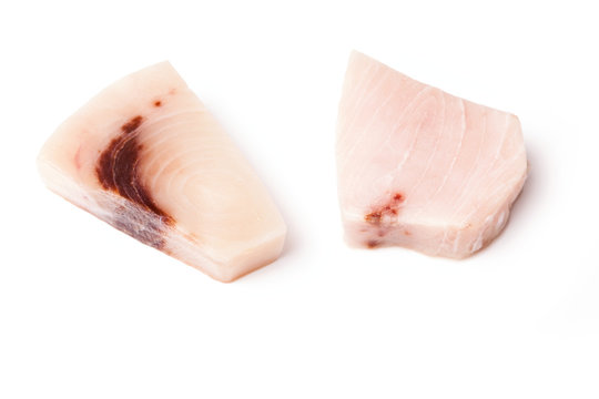 Swordfish Steak Portions Isolated On A White Background.