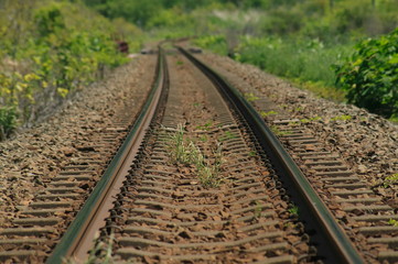 Fototapeta premium どこまでも続く鉄道線路