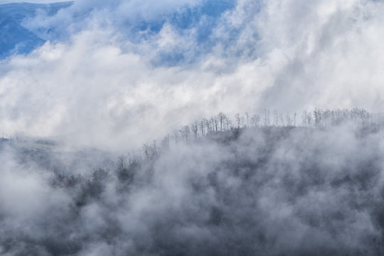 Italy, Umbria, Gubbio, Apennines mountain in winter