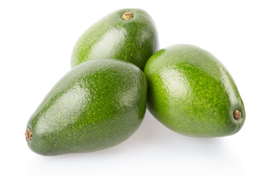 Avocado group isolated on white, clipping path