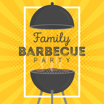 Lovely vector barbecue party invitation design template. Trendy BBQ cookout poster design