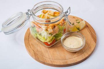 Salad in Bank with sauce