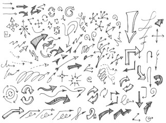 Vector hand drawn arrows set isolated on white sketch