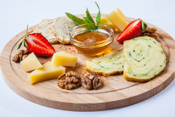 cheese plate with honey