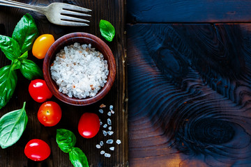 Cutting board and ingredients