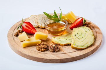 cheese plate with honey