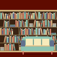 Reading Seat In Front Of A Bookcase.