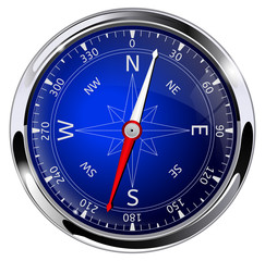 Compass. Blue modern navigation device